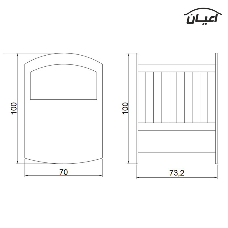 تخت کنار مادر اعیان مدل FH399 سایز 70x74 سانتی متر