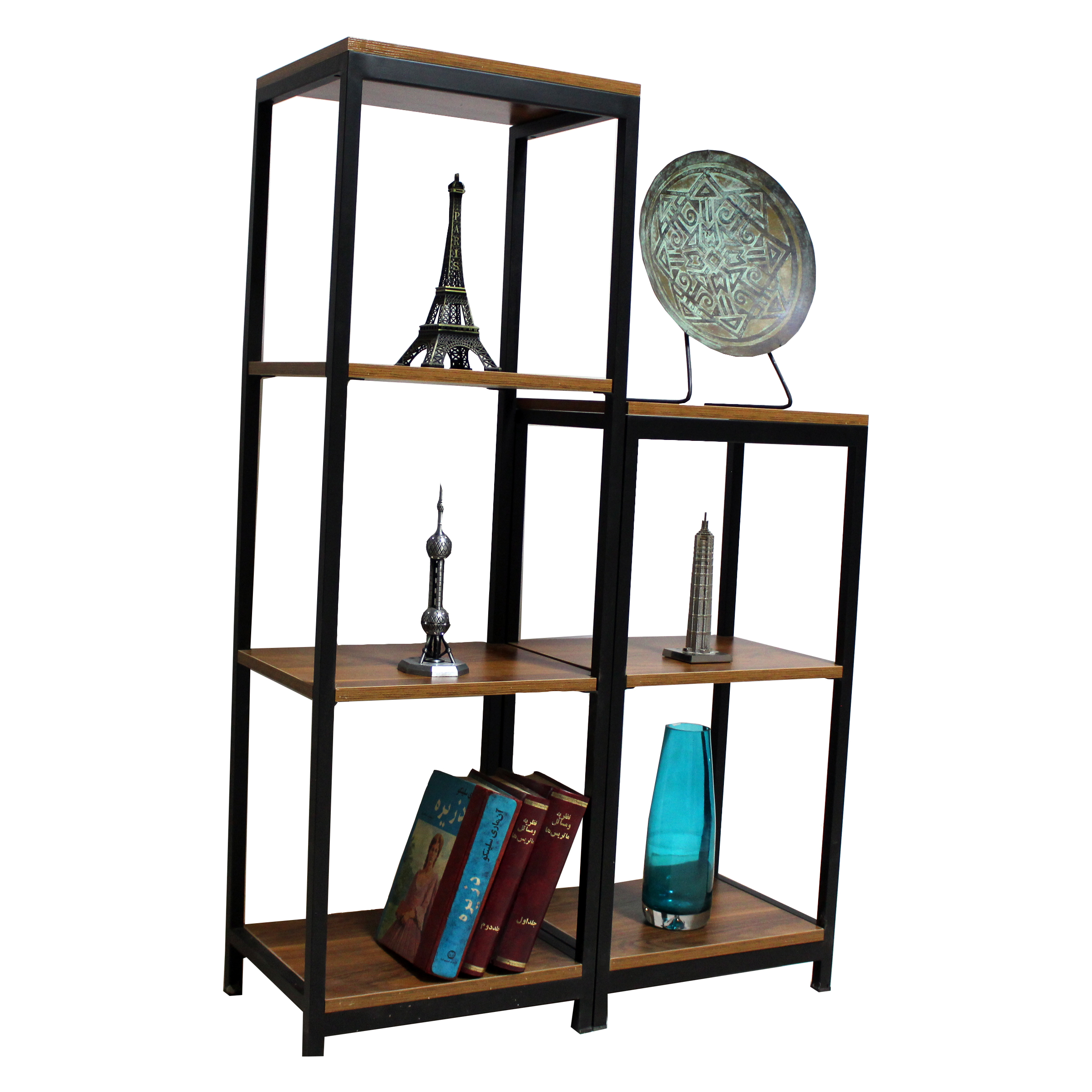 کتابخانه مدل چوبی فلزی IKE432 مجموعه 2 عددی